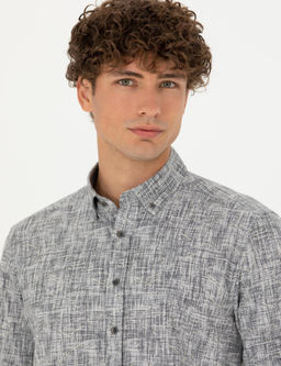Рубашка Pierre Cardin Slim Fit серая с длинным рукавом