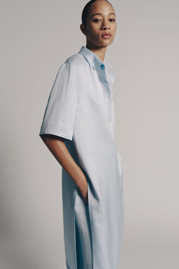 CAMISA T?NICA CON LINO ZW COLLECTION / Azul claro - Zara фото 2