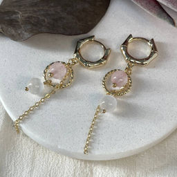 Серьги из Розового кварца и Селенита - Радуга самоцветов фото 2