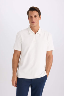 Regular Fit Fermuarl? K?sa Kollu Polo Tisort - Defacto фото 11
