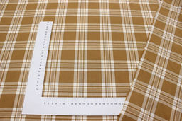 Вареный (стираный) хлопок Клетка цв.песочно-горчичный, ш.2.52м, хлопок-100%, 125гр/м.кв - Купава фото 4