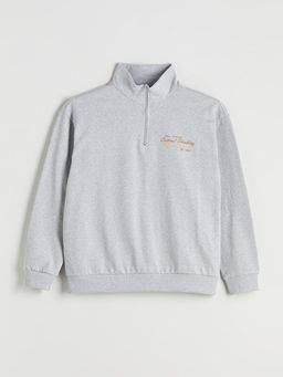 Dik Yaka Bask?l? Erkek Sweatshirt