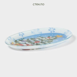 Блюдо новогоднее Доляна «Зимняя сказка», 24.5×15.5 см, овальное, стекло