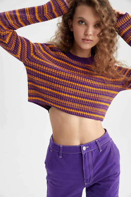 Крутой свитер стандартной посадки с круглым вырезом - Defacto фото 8