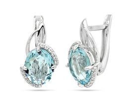 Серьги из серебра аквамарин выращ., СПН4-2-192
