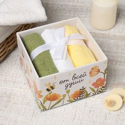 Набор махровых полотенец Пчёлка 30х30 см - 3 шт, хлопок 340гр/м2