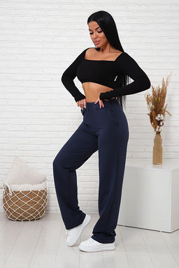 Брюки с карманами футер с лайкрой (01038, темно-синий) - Плиона фото 7