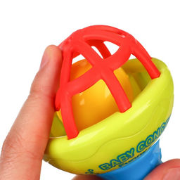 Погремушка с прорезывателем Крошка Я «Гантелька яркая», с эластичными элементами, от 3 мес.