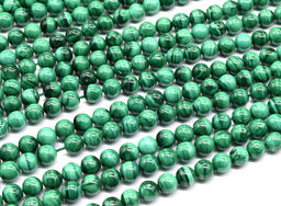 Малахит натуральный шарик 6мм, 39,5см, 64 бусины Радуга камня
