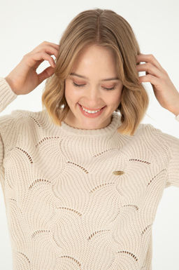 Женский кремовый меланжевый свитер Неожиданная скидка в корзине - U.s. polo assn фото 2