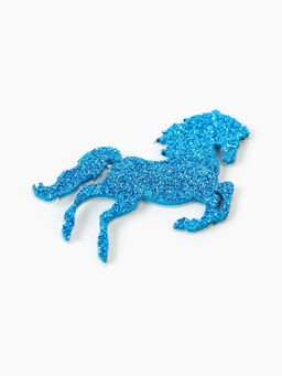 Декор новогодний Лошадки на клеевой основе, синий, набор 6 шт.