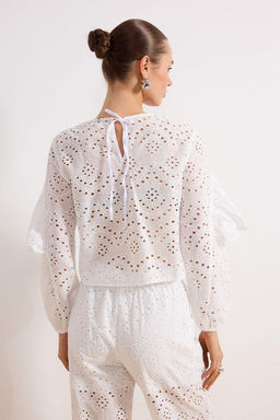 Siyah F?rf?rl? Genis Kal?p Dokuma Brode Bluz TWOSS26BZ00219 - Trendyolmilla фото 8