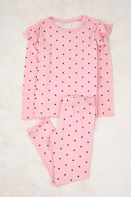 Pudra-Ekru Bask?l? Yumusak Dokulu 4lu Orme Regular K?z Cocuk Alt-Ust Pijama Tak?m? TKDAW26PT00012 - Trendyolmilla фото 2