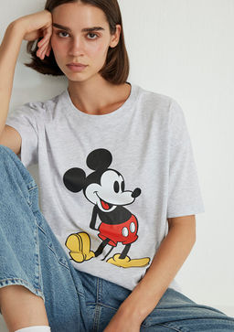 Mickey Mouse Bask?l? Gri Tisort - Mavi фото 2