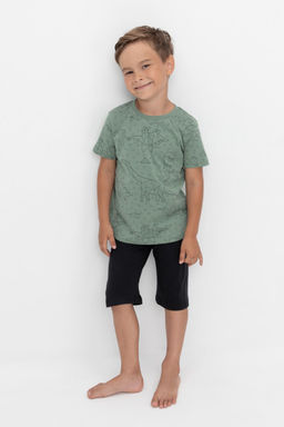 К 1614/динозавры на зеленом,черный пижама дет