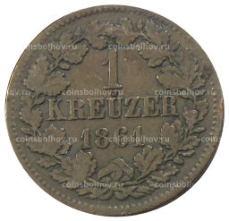 1 крейцер 1861 года Германские государства  Баден