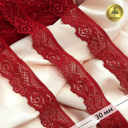 Кружево-стрейч KRUZHEVO арт.TBY.L839 шир.30мм цв.101 темно-красный уп.50м