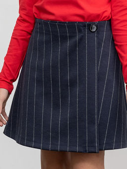 Юбка мини для девочек синяя в полоску - Mark formelle фото 4