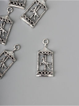 Цена за 2 шт. Декор-подвеска для творчества металл Карусель с лошадкой, серебро, набор 10 шт., 3.3?1.5?0.4 см