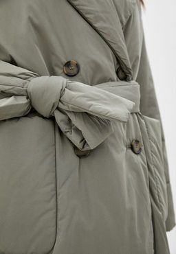 Объемное утепленное пальто запашного кроя - Incity фото 9