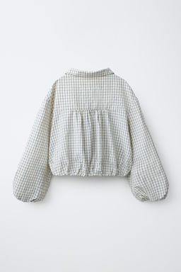 CAMISA GLOBO CUADROS / Crudo / Negro - Zara фото 5