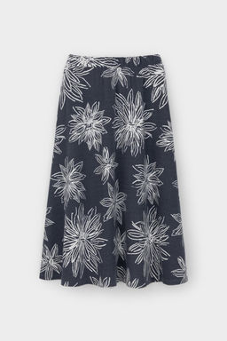 ЕВТ 7029/синий,крупные астры юбка жен