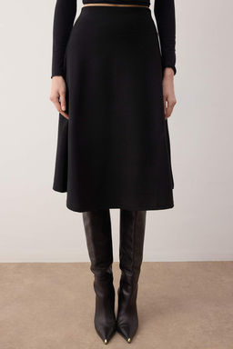 Siyah Selanik A-line/Can Ac?lan Midi Orme Etek TWOAW26ET00149