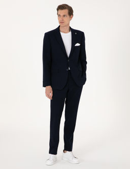 Lacivert Slim Fit Tak_m Elbise