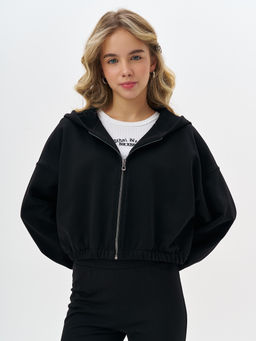 Черная укороченная толстовка для девочки - Kogankids фото 3