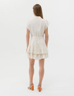 Krem Ku_ak Detayl_ Volanl_ Elbise - Pierre cardin фото 5