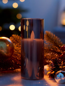 Светодиодная свеча «Серебристая», 14×5.5 см, от батареек AAx2, свечение тёплое белое