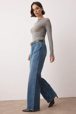 Teen Antrasit Normal Bel Genis Paca Wide Leg Jeans TWOAW26JE00078 - Trendyolmilla фото 8