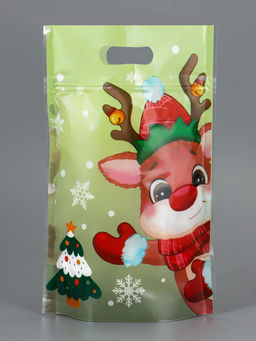 Цена за 50 шт. Пакет подарочный новогодний «Друзья дедушки Мороза», с zip-lock застежкой, МИКС, 15×22 см