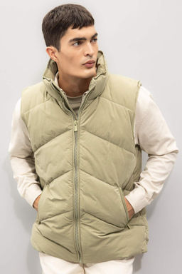 Dik Yaka Kapitone Sisme Yelek Fermuarl? Cepli - Defacto фото 2