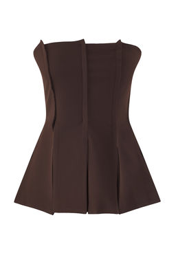 Kahverengi Limited Edition Fitted Straplez Dokuma Bluz TWOAW26BZ00155