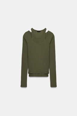 CAMISETA RIB DOBLE / Khaki - Zara фото 5