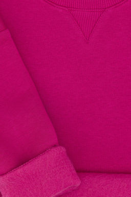 K_z _ocuk Fu_ya _ardonlu Bisiklet Yaka Basic Sweatshirt