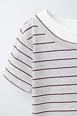 CAMISETA RAYAS DOBLE CUELLO / Gris vigor? - Zara фото 4