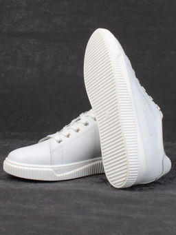 05-PDD165-1 WHITE/GRAY Кроссовки женские (натуральная кожа)