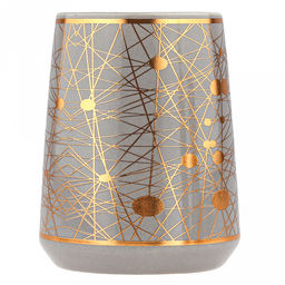 Набор для ванной "Золотые нити" 4 предмета: дозатор для мыла 360мл, д6,4см, h12,3см, основание д7,8см; мыльница 12х8х2,6см; стакан для зубных щеток с разделителем 350мл, д6,6см, h11см, основание д8см, стакан 350мл, д6,6см, h10,3см, основание д8см; фу