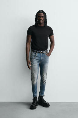 JEANS SKINNY CROPPED FIT / Azul medio