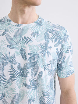 Bisiklet Yaka Desenli Penye Erkek Ti??rt