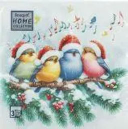 Цена за 6шт. Салфетки бумажные 33*33 Home Collection Classic Новогодний квартет, 3 слоя, 20л