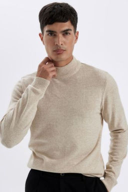 Slim Fit Dar Kesim Yar?m Bal?kc? Yaka Basic Duz Triko Kazak