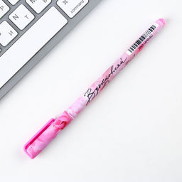 Цена за 10 шт. Ручка шариковая, синяя паста, 0.7 мм, с колпачком, пластик софт-тач «Самой нежной»