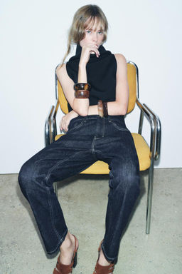 ZW COLLECTION RELAXED SLIM FIT MID-RISE JEANS - Zara фото 7