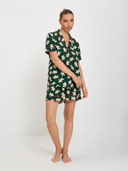 31200420078 Шорты жен. Klementina темно-зеленый принт