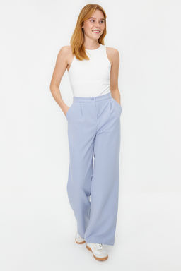 TRENDYOLMILLA Lacivert Wide Leg/Genis Paca Dokuma Kumas Pantolon TWOAW22PL0139 фото 7