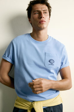 CAMISETA RELAXED FIT COMBINADA / Azul claro - Zara фото 5