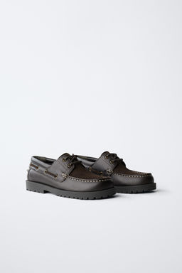 COMBINED LEATHER DECK SHOES - Zara фото 3